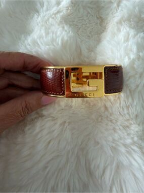 Gucci Brown Leather Bracelet with Gold-Tone G Logo